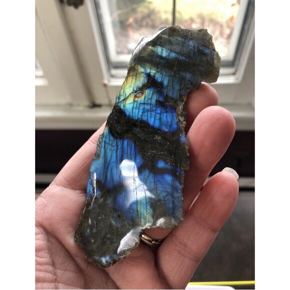 Labradorite One Side Polished Flash Stunning Colors Slab Spectrolite Reiki Stone - Picture 1 of 16